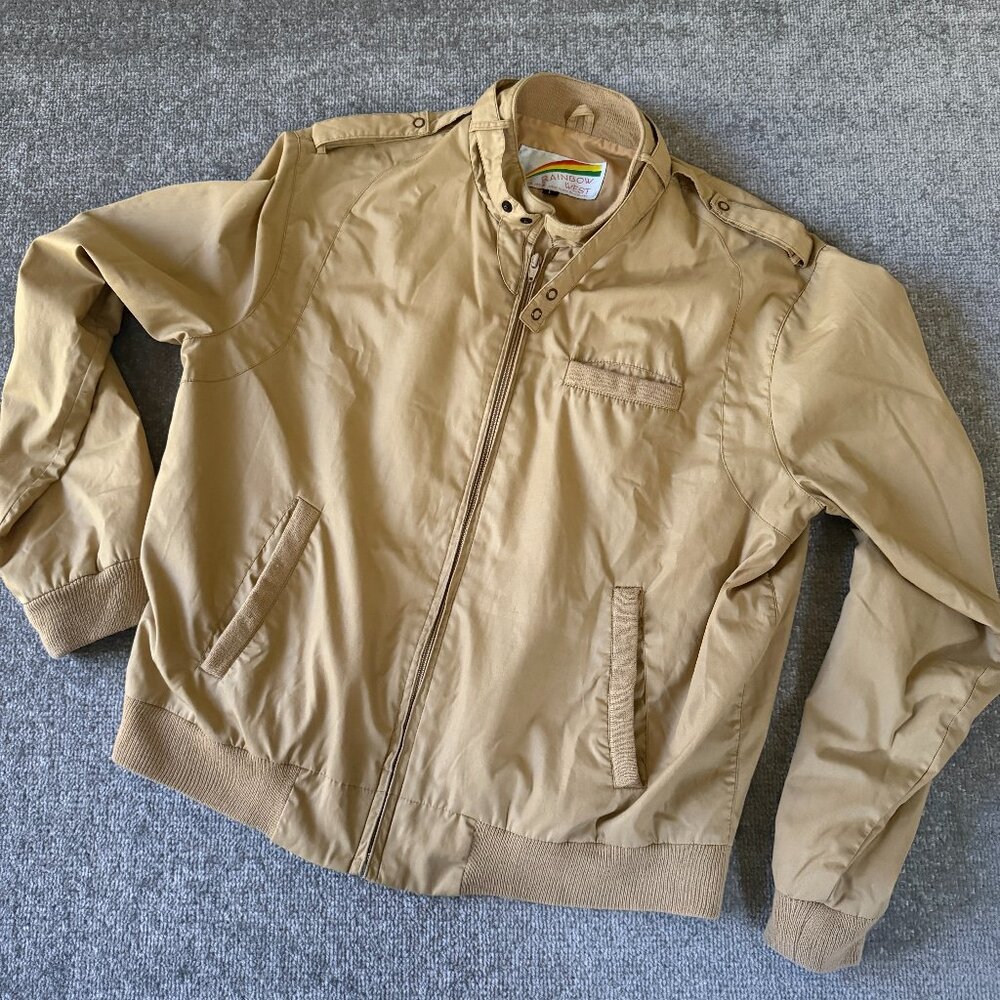 VTG Rainbow West 90's Windbreaker Jacket Tan Size Large